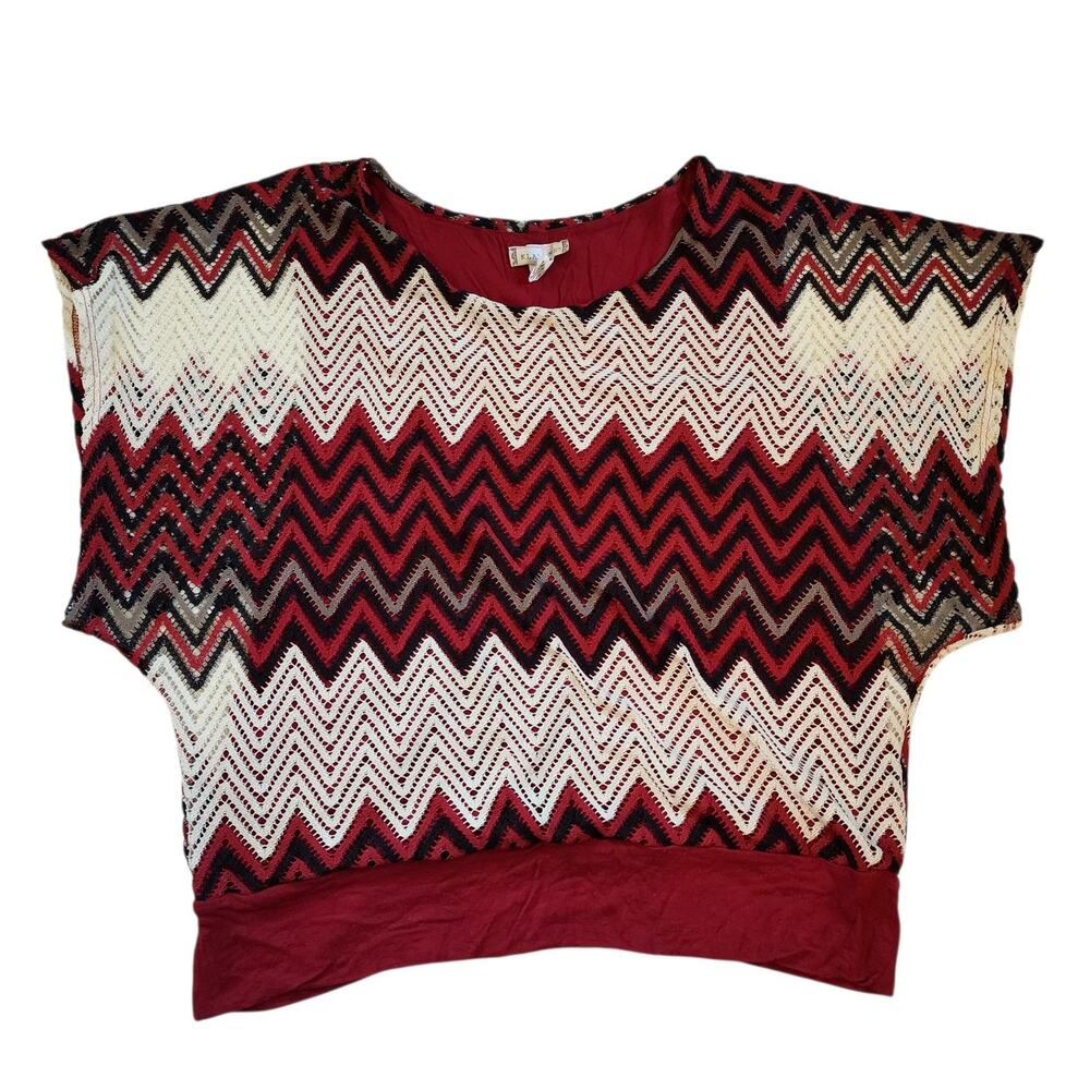 Klaxons Womens Dolman Knit Top Size 3XL Red White Under Tank Top Drop Sleeve